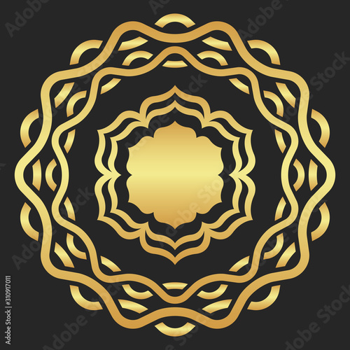 Vector gold lotus symbol. Elegant fashion flower.