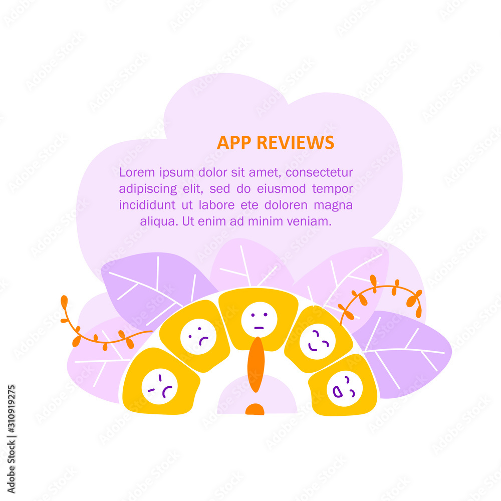 Fototapeta premium App reviews banner template with colorful vector illustrations