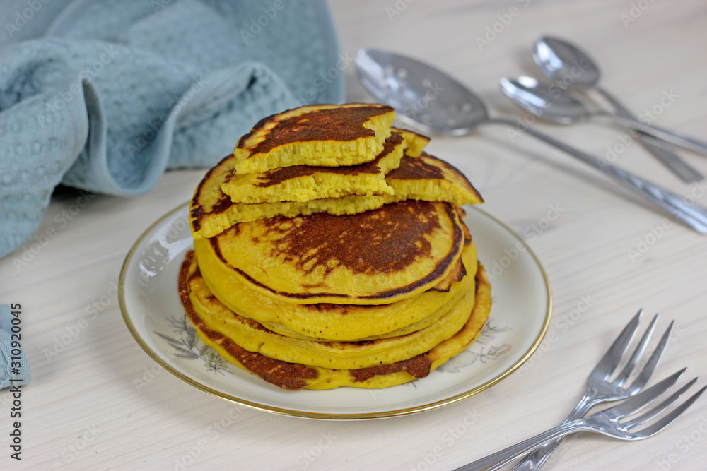 stack of pumpkin pancakes for breakfast stack of pumpkin pancakes for breakfast