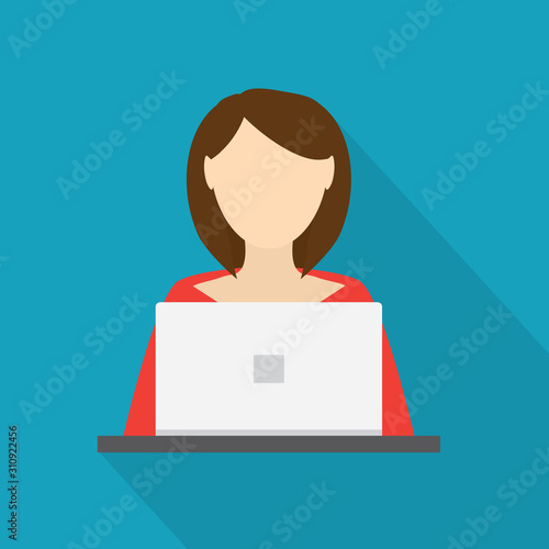female programmer person icon- vector illustration