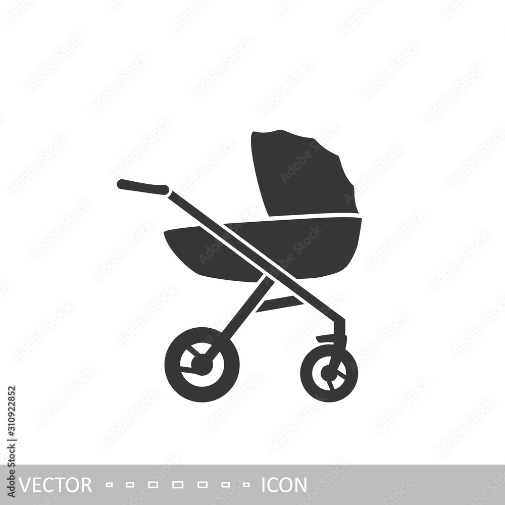 Pram icon. Baby stroller icon in flat design style. Pram icon. Baby stroller icon in flat design style.