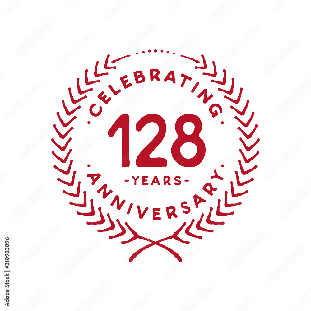 128 years design template. 128th logo. Vector and illustration. 128 years design template. 128th logo. Vector and illustration.
