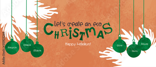 Eco christmas card green recycle bauble ornament