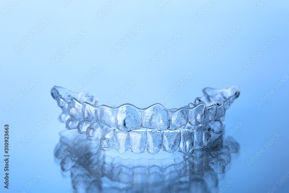Invisible dental teeth bracket tooth aligners. Invisalign braces