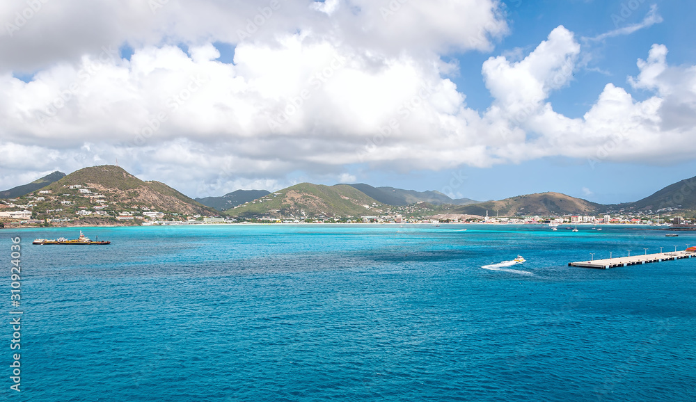 Simpson Bay and Great Bay - Philipsburg Sint Maarten ( Saint Martin ) - Caribbean tropical island.