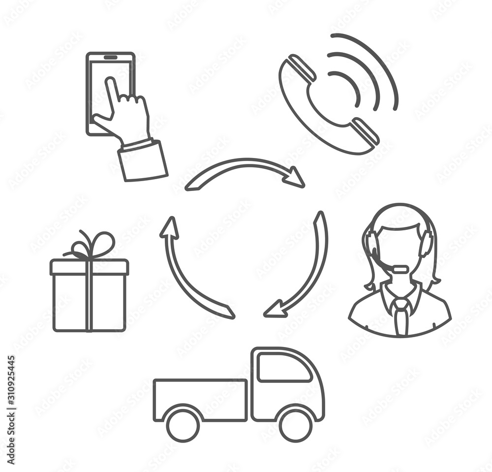 online ordering on the Internet.a set of vectors.order online with your smartphone.a call to the dispatcher.delivery to the door of the house. online ordering on the Internet.a set of vectors.order online with your smartphone.a call to the dispatcher.delivery to the door of the house.