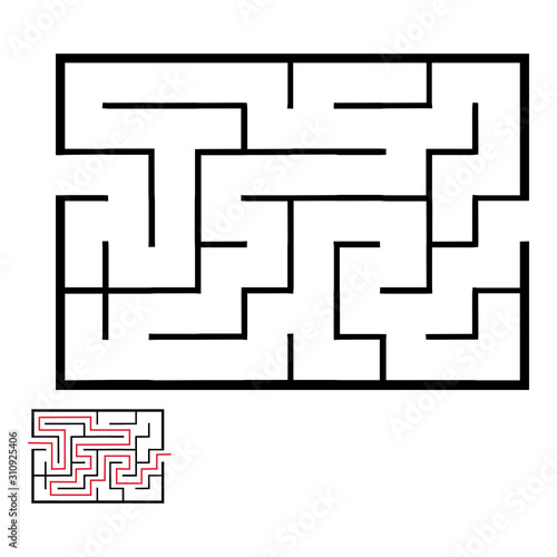 Illustration with simple labyrinth, maze conundrum for kids. Baby puzzle with entry and exit. Children riddle game.
