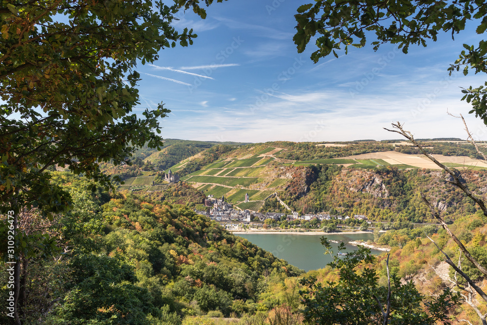 Panorama of the middle rhine valley near Bacharach