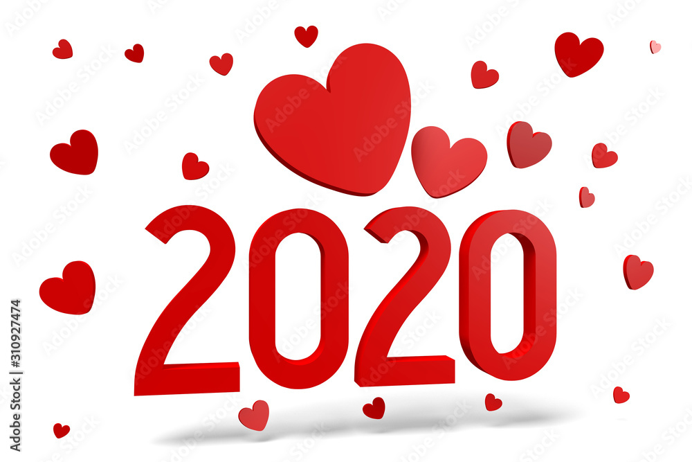 2020 concept - Valentines - 3D rendering