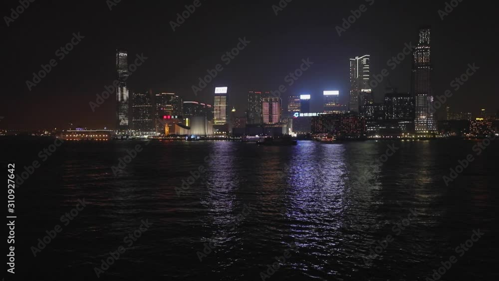 Night Kowloon Side of Victoria Harbour in Hong Kong China Night Kowloon Side of Victoria Harbour in Hong Kong China