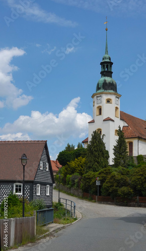 The church in the village of Obercunnersdorf in Germany
