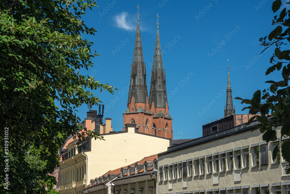 View of Uppsala Cathedral in Sweden