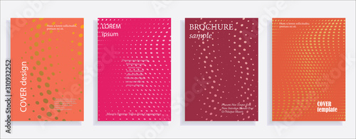 Minimalistic cover design templates. Set of layouts for covers of books  albums  notebooks  reports  magazines. Line halftone gradient effect  flat modern abstract design. Geometric mock-up texture.