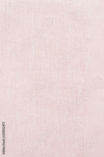 Pink linen pastel fabric, background or texture, closeup, top view