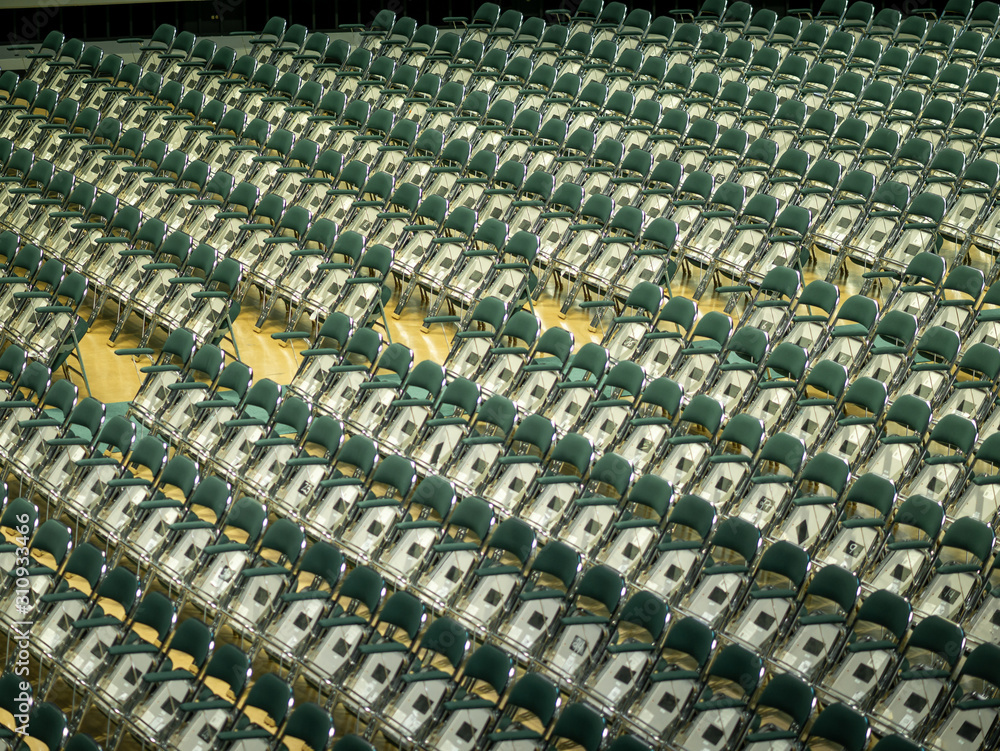 Rows of chairs green