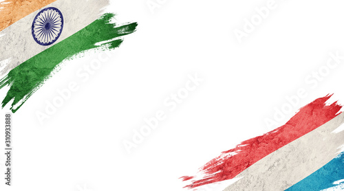 Foto Flags of India and Luxembourg on White Background