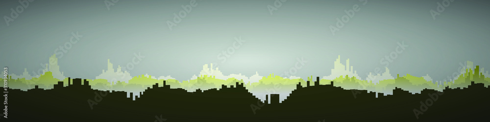 Color City Landscape Generative Art background illustration