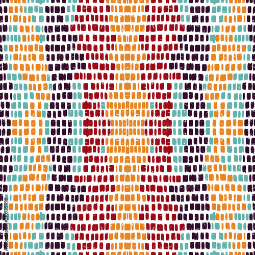 Wallpaper Mural Indigo Abstract Line Vector Seamless Pattern. Hand Line Texture. Red Scandinavian Abstract Print. Mexican Textile Stripe Red Texture. Torontodigital.ca
