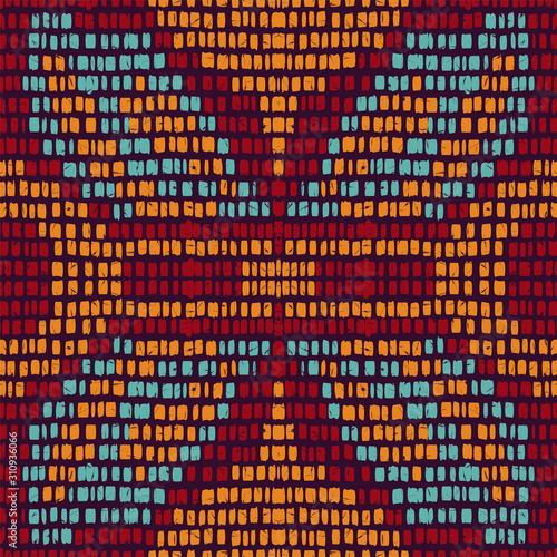 Pink Ogee Carpet. Red Shibori Vector Seamless Pattern. Aztec Batik Trendy Background. Crimson Japanese Watercolor Print. Fabric Tie Dye Navajo.