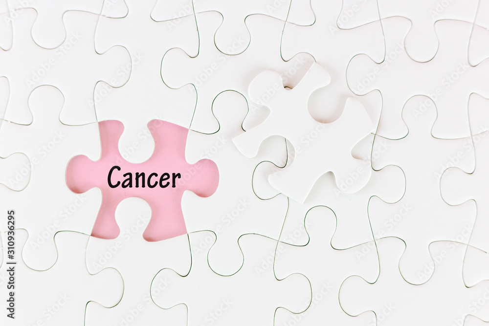 Fototapeta premium Jigsaw with cancer word,cancer cancapt.