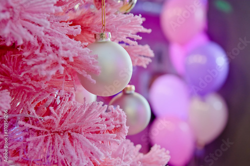 Balls on pink tree