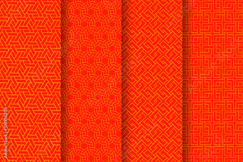 Interlaced seamless geometric pattern collection orange
