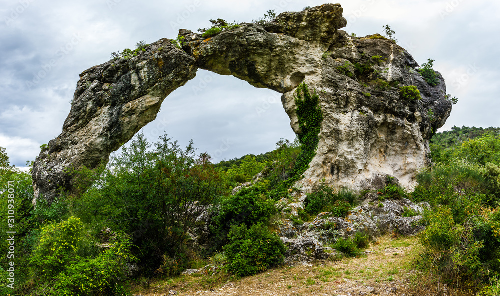 Nerezisca, Brac, Croatia / July 27th 2018: Koloc Rock is Geological Phenomenae and monument of nature in Brac island, Croatia