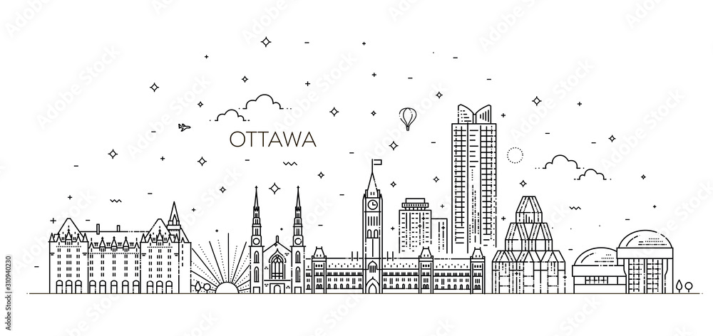 illustration of Ottawa city skyline. Cityscape