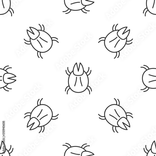 Grey line Parasite mite icon isolated seamless pattern on white background. Vector Illustration