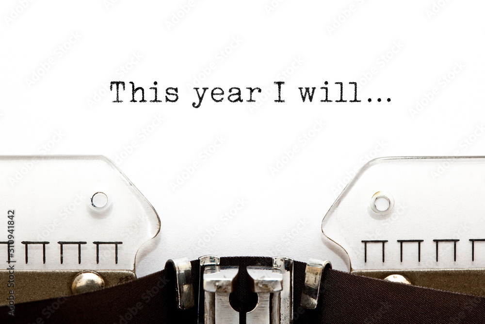 This Year I Will Typewriter Concept - obrazy, fototapety, plakaty 