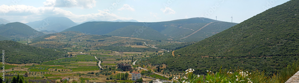 panoramic view from the hill of Distomo, Greece