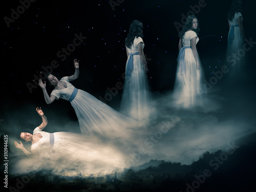 Foto The concept of the astral plane, out-of-body experience and the afterlife