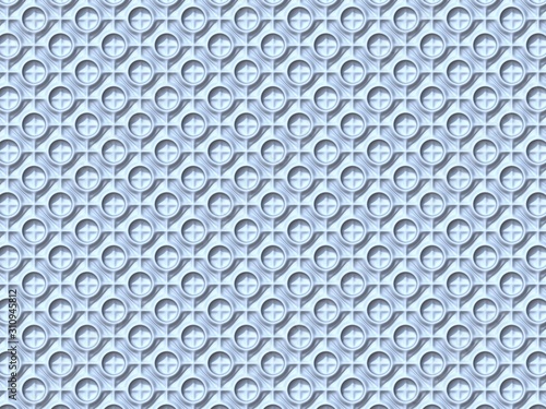 Abstract circle in square tiles white background 3D