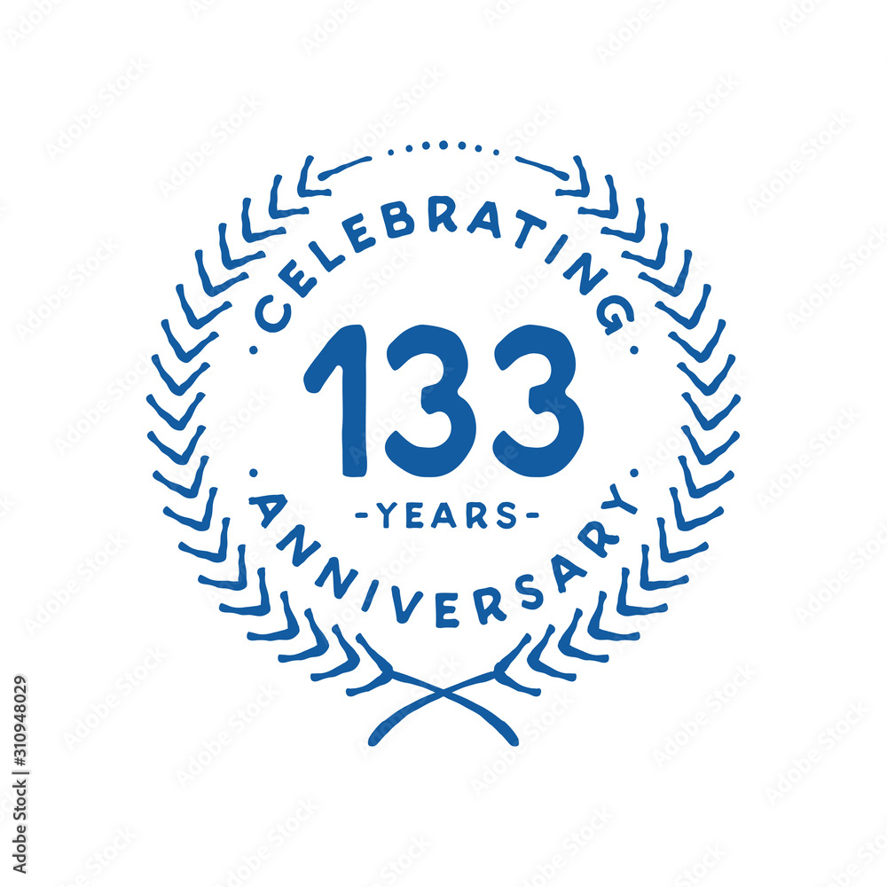 133 years design template. 133rd logo. Vector and illustration. 133 years design template. 133rd logo. Vector and illustration.