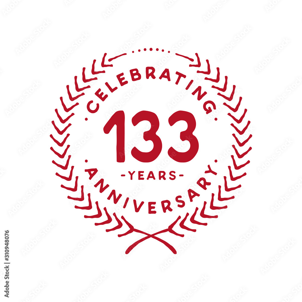 133 years design template. 133rd logo. Vector and illustration. 133 years design template. 133rd logo. Vector and illustration.