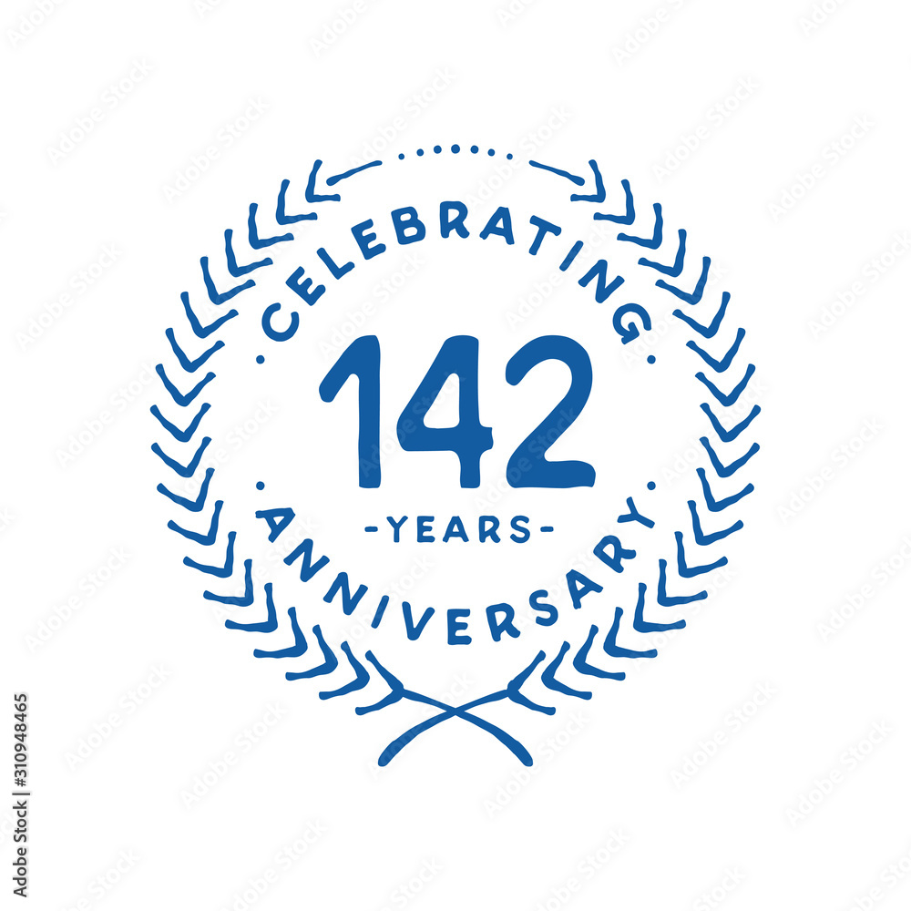 142 years design template. 142nd logo. Vector and illustration.