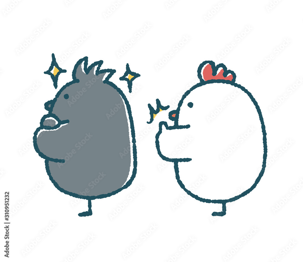 ゆるいにわとりはカラスの姿を評価する Stock イラスト Adobe Stock