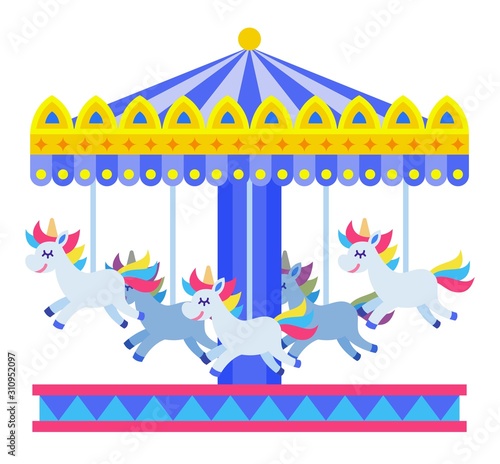 Horse carousel vector icon flat isolated