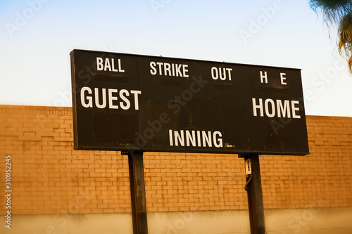 Photography An old fashioned baseball or softball scoreboard without any scores to display