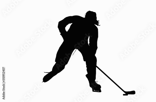 Canvas Print Female Ice Hockey Player Silhouette