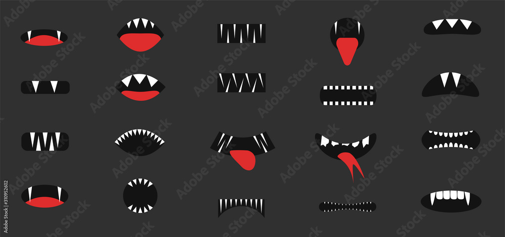 Cartoon mouth set Stock Vector | Adobe Stock