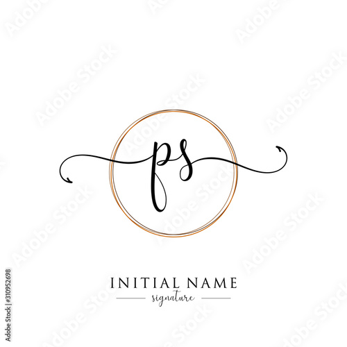 Initial Letter PS Signature Handwriting and Elegant Logo Design Vector	