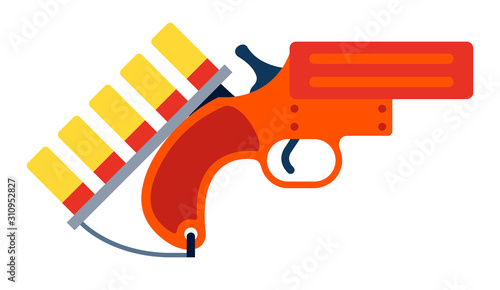 Signal flare gun vector icon flat isolated