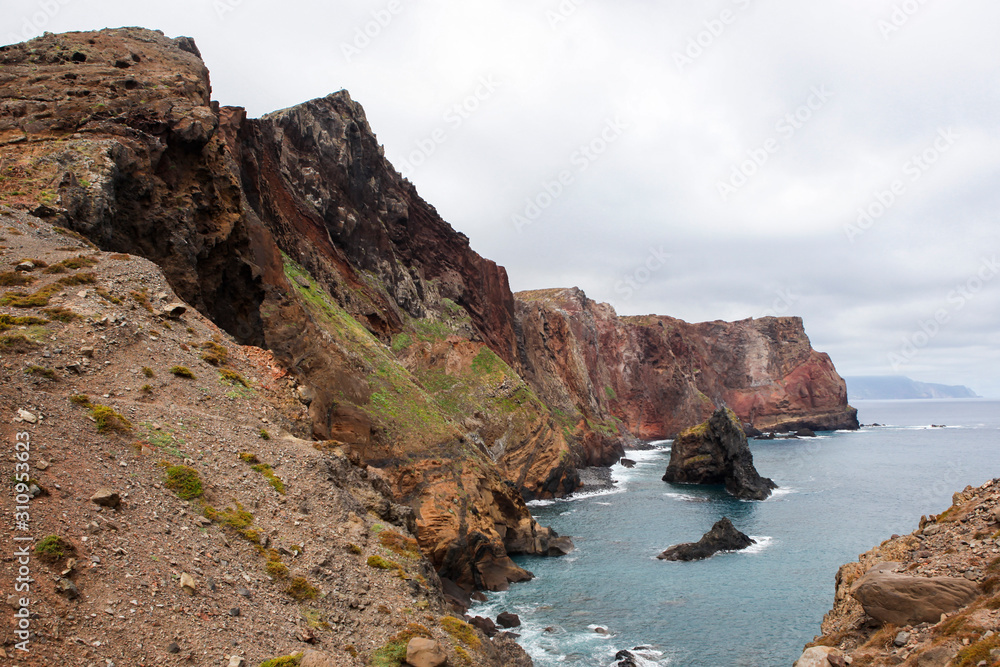 The Atlantic coast with cliffs at Madeira