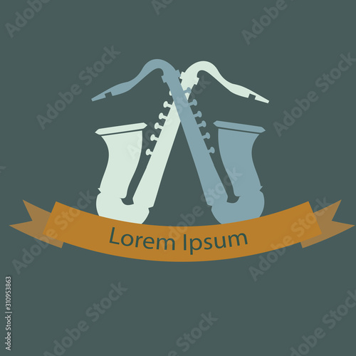 Saxophone logo design. Music instrument logo, Music jazz logo template