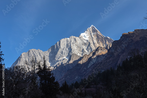 Stunning view of the Yaomei Peak of the Siguniang  Four Sisters  Mountain in Sichuan  China