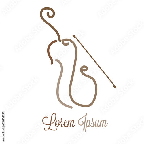 violin logo concept, music badge, Vector illustration