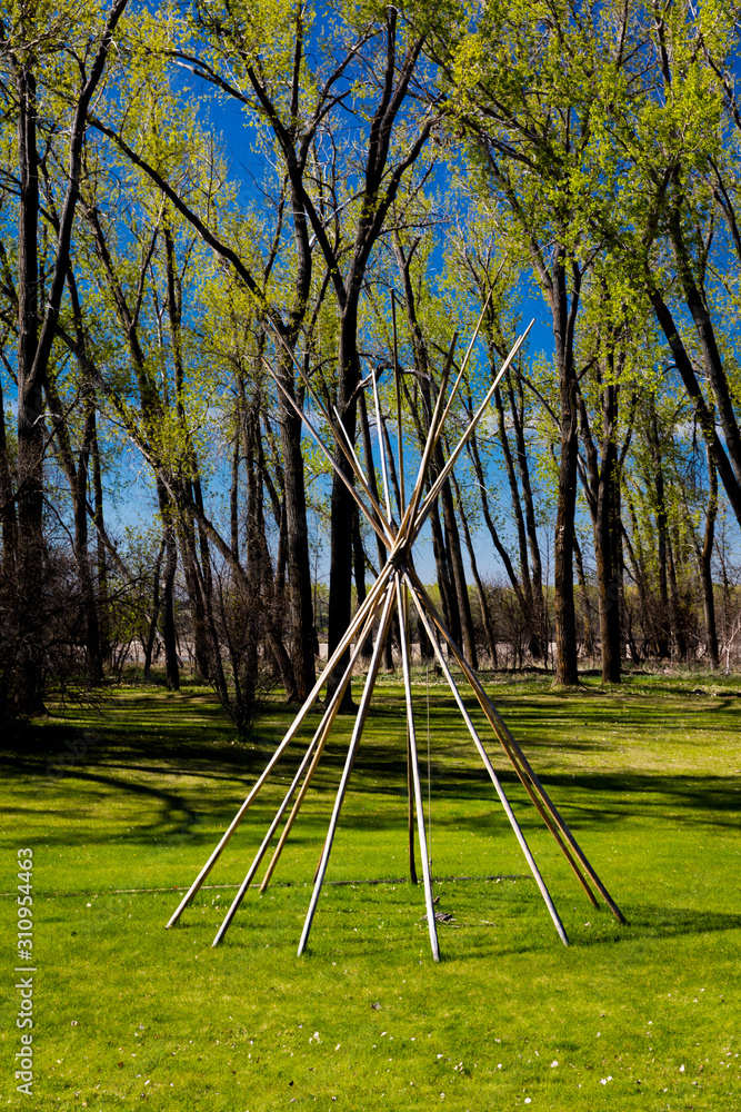 MAY 20, FORT MANDAN, NORTH DAKOTA, USA - Historic Fort Mandan, North Dakota - wintering location for Lewis and Clark 1804-1805 MAY 20, FORT MANDAN, NORTH DAKOTA, USA - Historic Fort Mandan, North Dakota - wintering location for Lewis and Clark 1804-1805