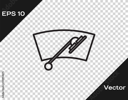 Black line Windscreen wiper icon isolated on transparent background. Vector Illustration