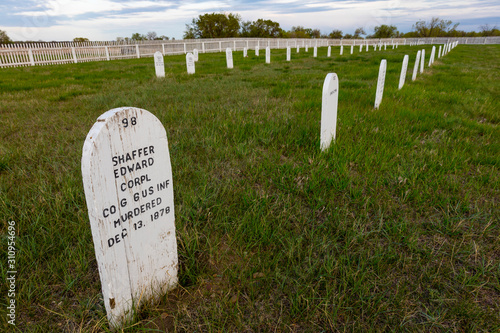 MAY 21 2019, FORT BUFORD, N DAKOTA, USA - Fort Buford Cemetery Site, 1866 near the confluence of the Missouri and Yellowstone River photo